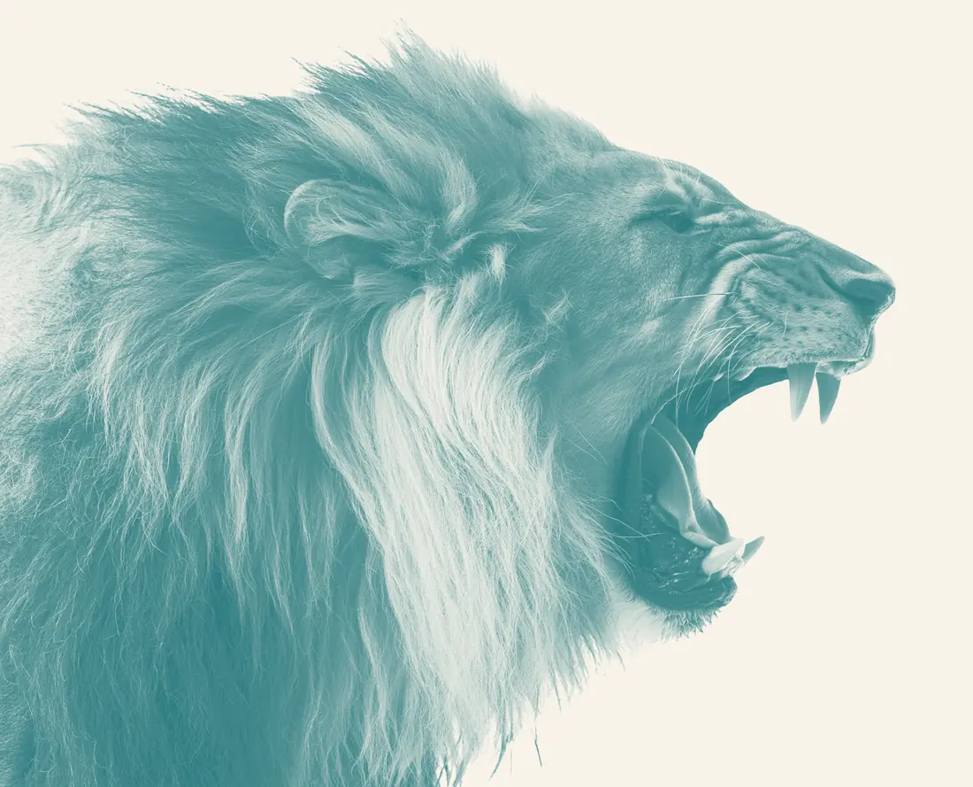 The roaring lion from the Daniel in the Lions' Den key art